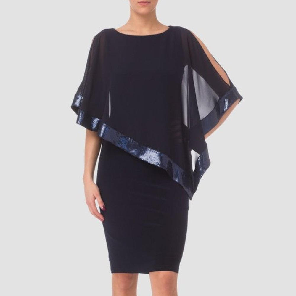 Joseph Ribkoff Black Sequin Cape Dress